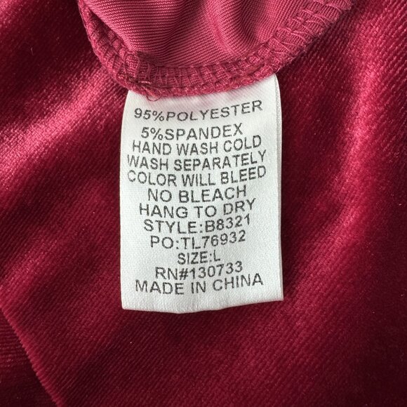 Umgee BURGUNDY Dark Red L Velvet Smocked Ruching Blouse - Picture 9 of 10